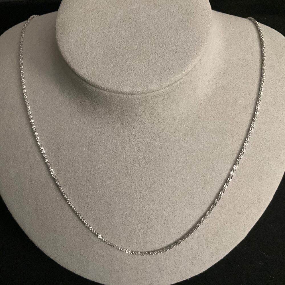 New~ Italian Twisted Rock Necklace 20in Rhodium/925 Sterling Silver 1.5mm -New